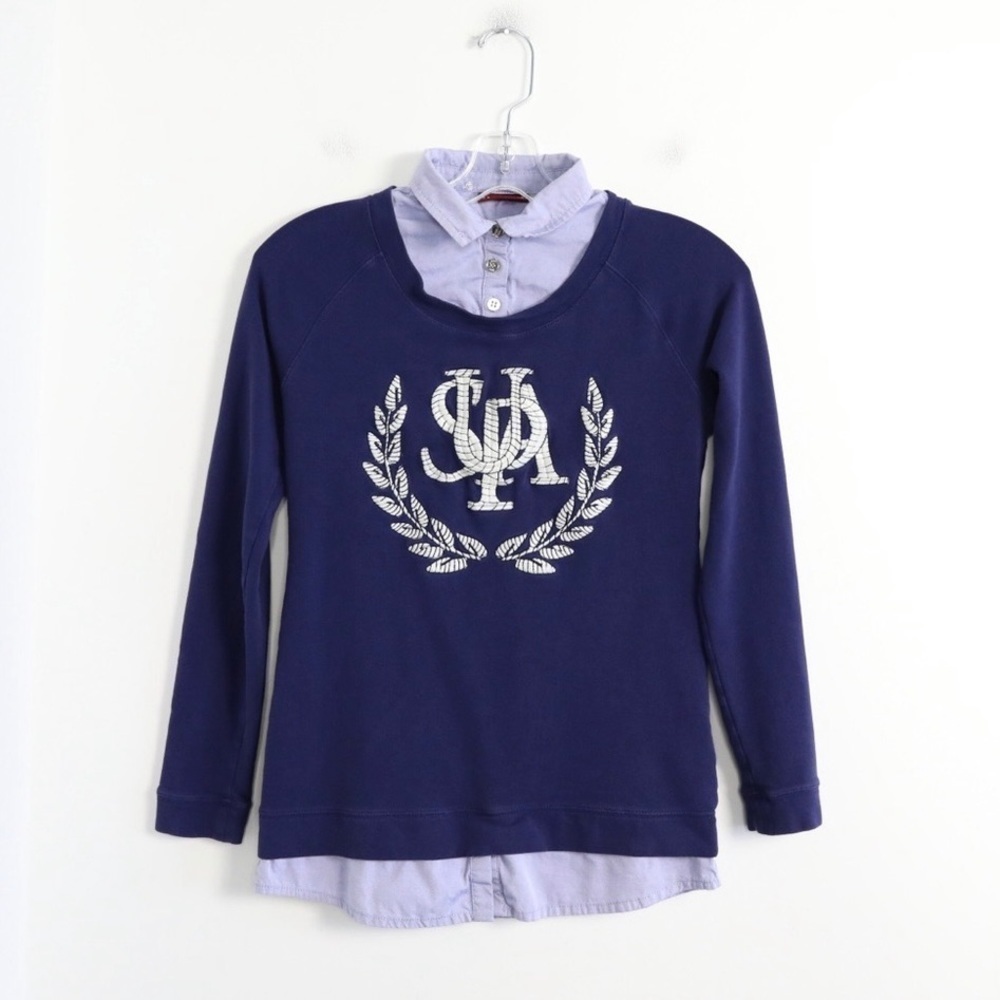 US Polo Assn girls uniform polo shirt preppy blue large logo layered kids S